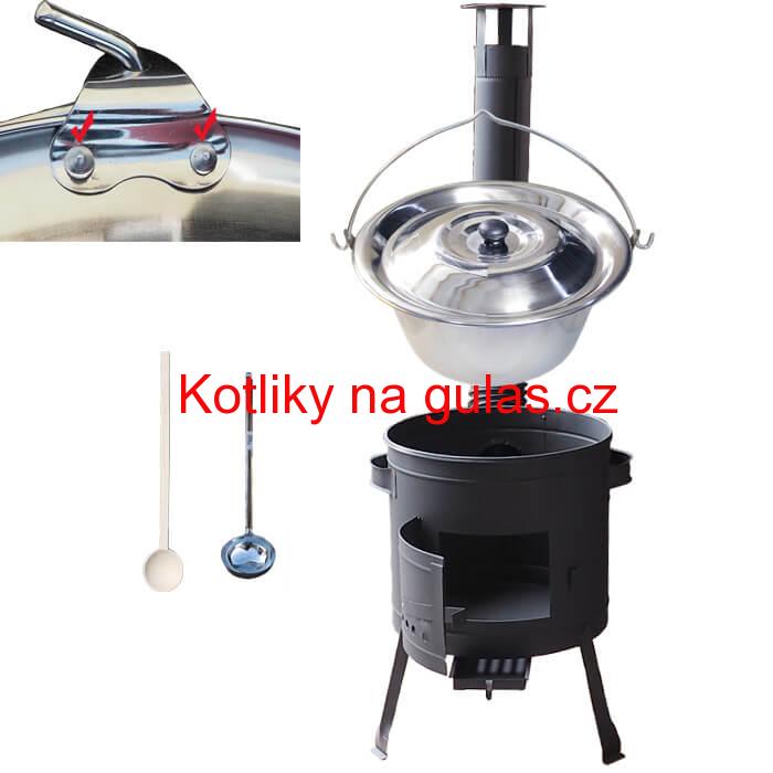 Nerezový kotlík 30 L (0,8 mm) s nýty + nízká kotlina 45 cm PLUS 600