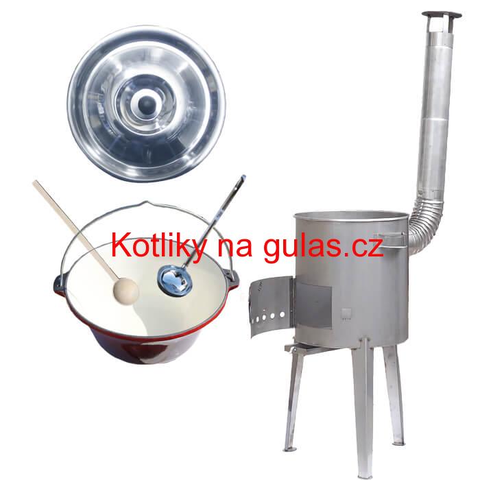 Litinový kotlík 16 L + nerezová kotlina a naběračka LUXUS