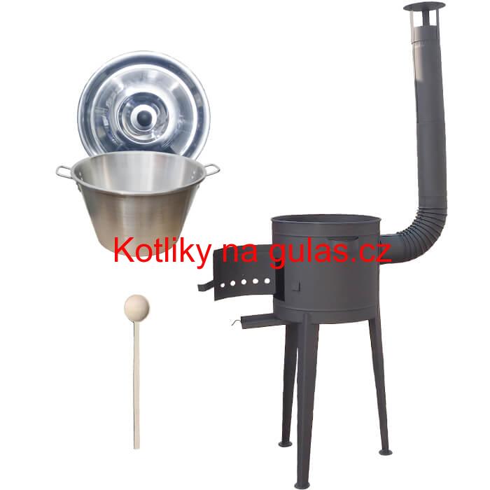 Nerezový kotel 40 L + vysoká kotlina 45 PLUS 600 (žáruvzdorná barva)