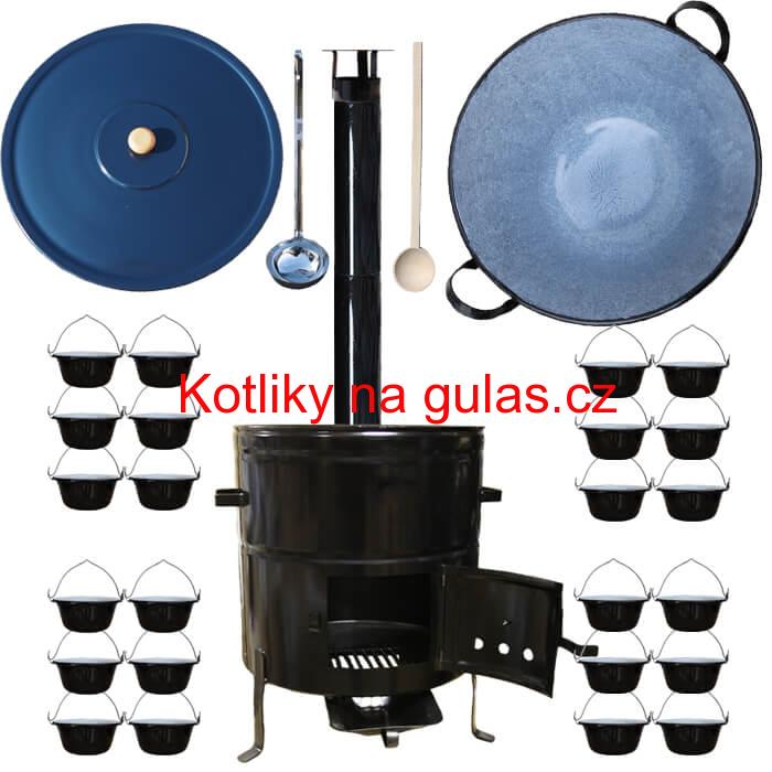 Smaltovaný kotel 80 L + servírovací kotlíky (24 ks) BIG PARTY