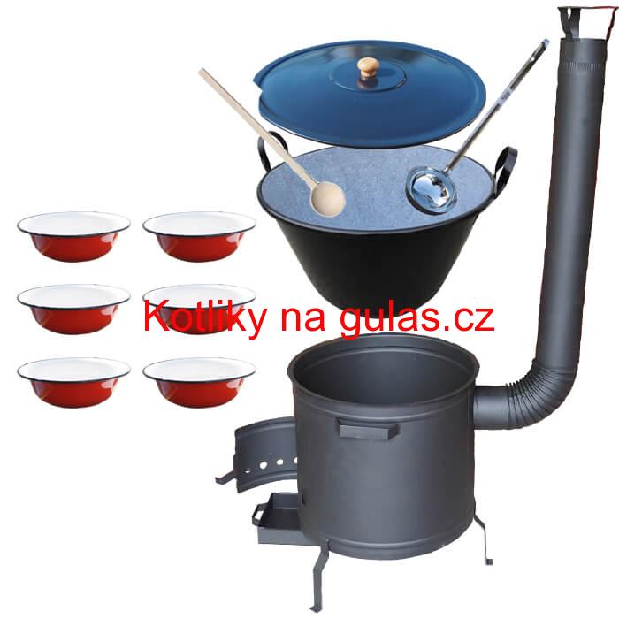 Smaltovaný kotel 50 L + smaltované talíře 6 ks PLUS 600