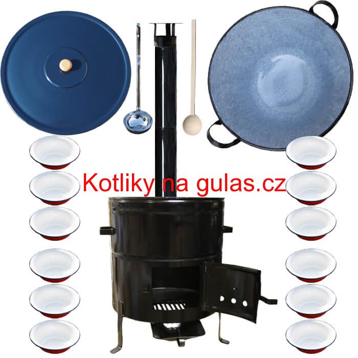 Smaltovaný kotel 80 L + smaltované talíře 12 ks PLUS 600