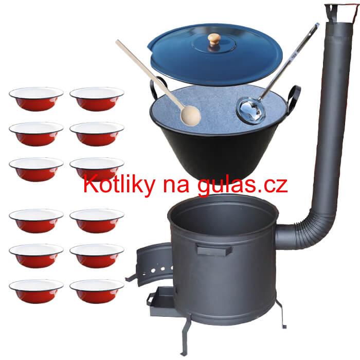 Smaltovaný kotel 80 L + smaltované talíře 12 ks PLUS 600