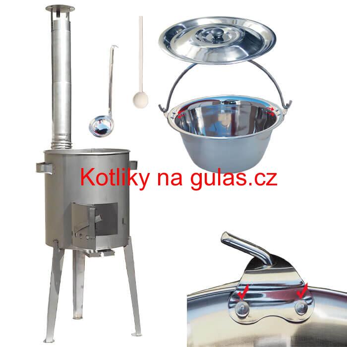 Nerezový kotlík (Zesílený) 30 L + nerezová kotlina 45 cm LUXUS