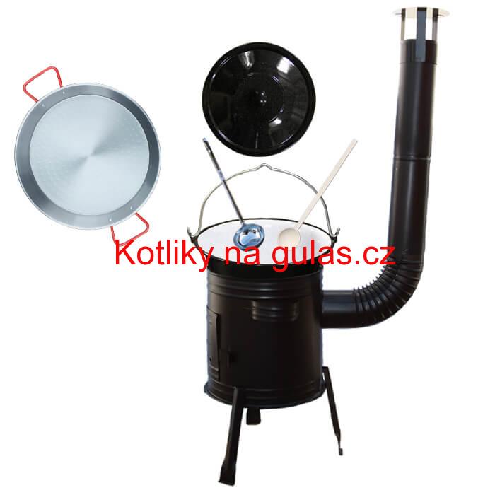 Paella ocelová pánev 42 cm se smaltovaným kotlíkem 16 L (1,2 mm) a kotlinou