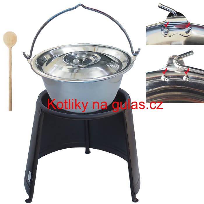 Nerezový kotlík 20 L (0,8 mm) s nýty + chránič plamene