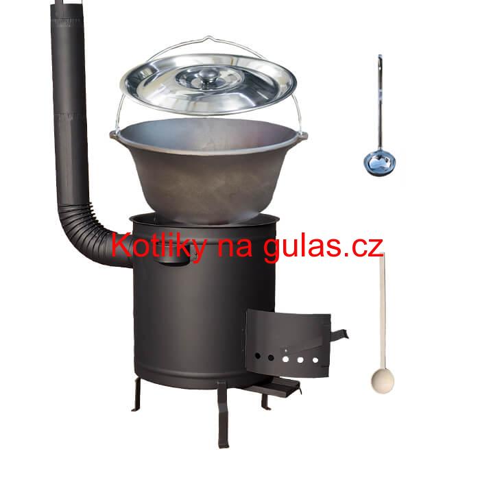 Litinový kotlík 22 L + silnostěnná (1,5 mm) a žáruvzdorná kotlina 45 PLUS 600