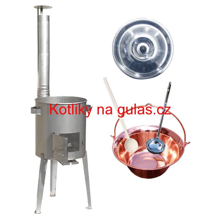 Měděný kotlík 30 L (1,2 mm) + nerezová kotlina 45 cm LUXUS