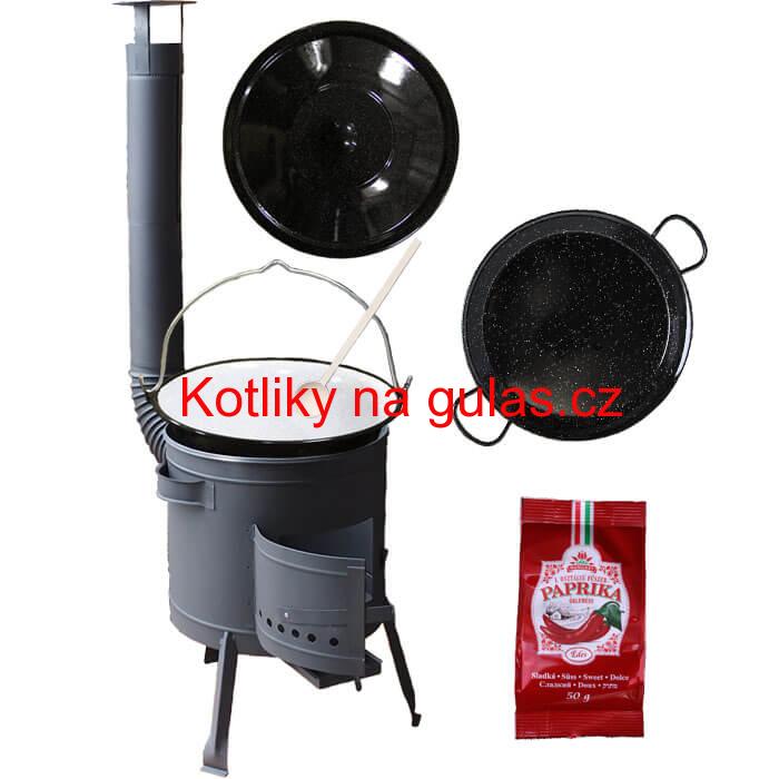 Smaltovaný kotlík 13 L + Paella smaltovaná pánev + nízká žáruvzdorná kotlina 36 cm PLUS 600