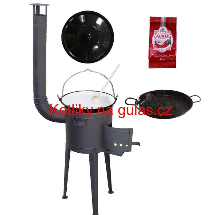 Smaltovaný kotlík 13 L + Paella smaltovaná pánev + vysoká žáruvzdorná kotlina 36 cm PLUS 600
