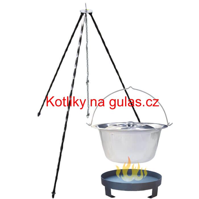Nerezový kotlík 10 L (0,8 mm) + Ohnisko + stojan 1,2 m