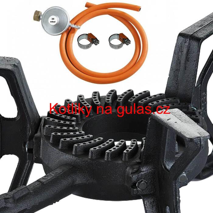 Litinový plynový vařič 8,8 kW 3P Ghisa + připojovací příslušenství