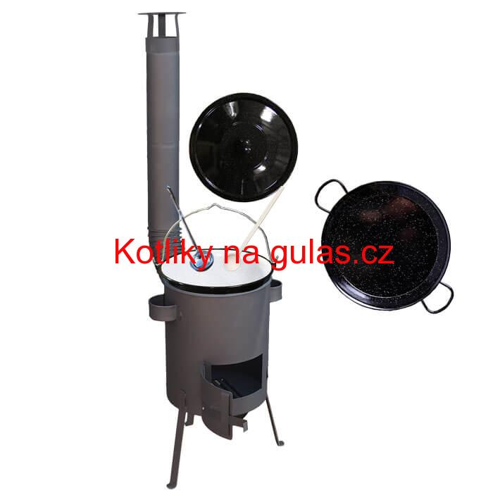 Smaltovaný kotlík 16 L + Paella snaltovaná pánev 42 cm + žáruvzdorná kotlina 39 PLUS 600 4 MM
