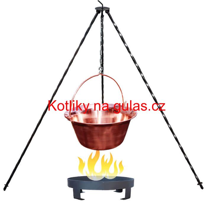 Měděný kotlík 10 L (1,2 mm) + trojnožka 1,2 m + ohniště 36 cm