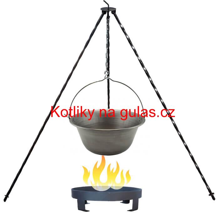 Železný kotlík 20 L (0,75 mm) + trojnožka 1,2 m + ohniště 36 cm