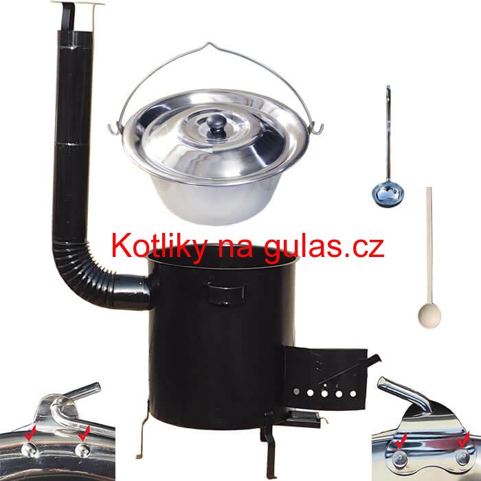 Nerezový kotlík 30 L (0,8 mm) zesílený s nýty + hrubostěnná (1,5 mm) kovová kotlina 45 STRONG