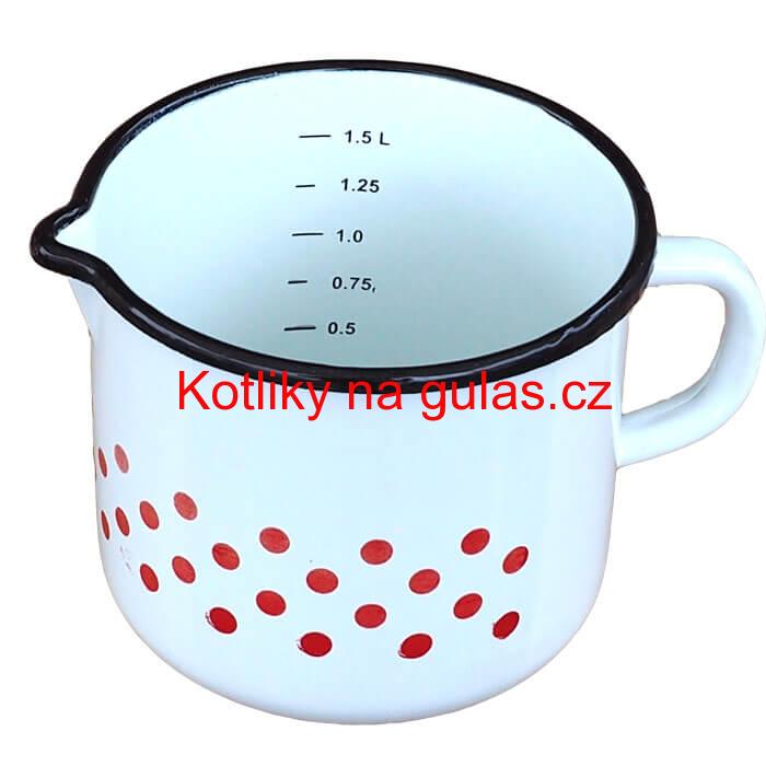 Smaltovaný hrnek s výlevkou 1,5 L - tečkovaný
