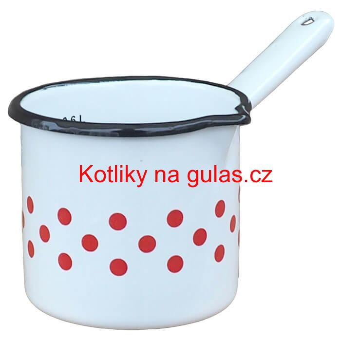 Smaltovaný hrnek s rukojetí 0,6 L - tečkovaný