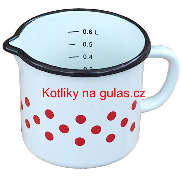 Smaltovaný hrnek s ouškem 0,6 L - tečkovanou