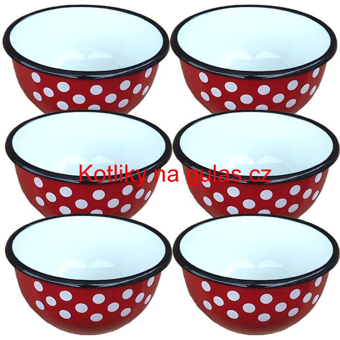 Souprava smaltovaných misek 14 cm 6 ks