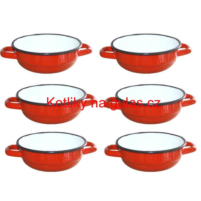 Souprava smaltovaných selských misek 16 cm 6 ks