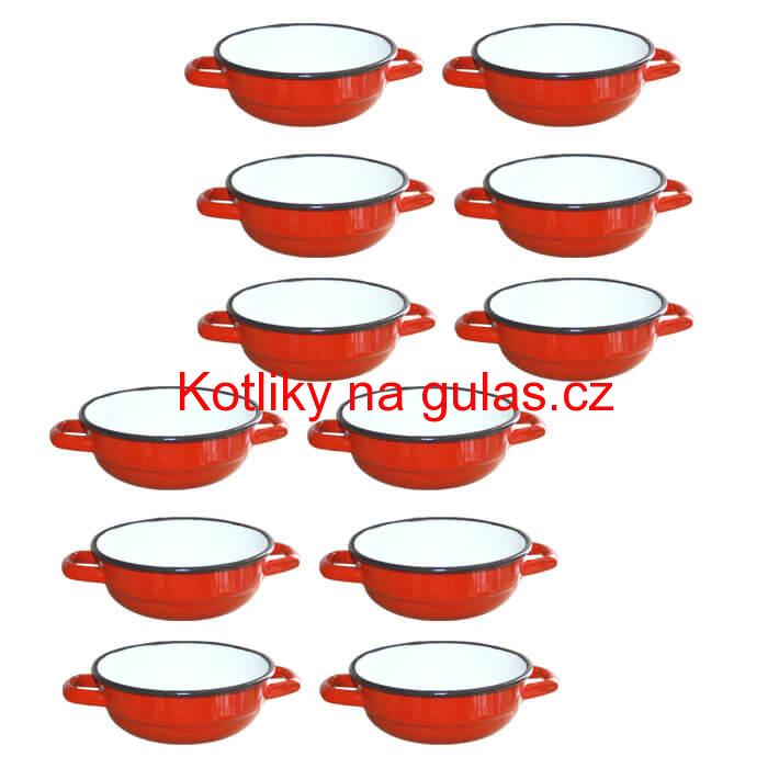 Souprava smaltovaných selských misek 16 cm 12 ks