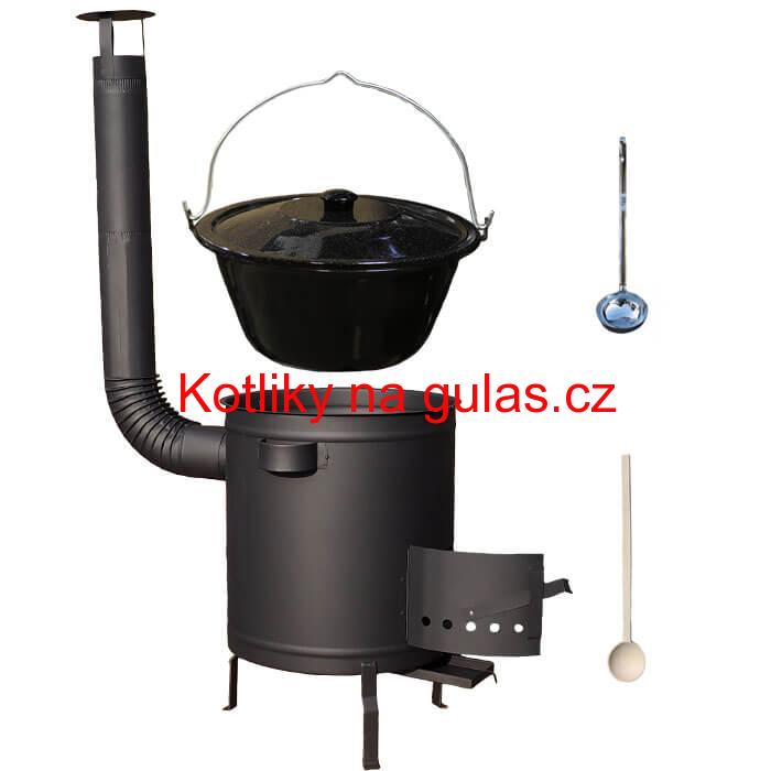 Smaltovaný kotlík 13 L (1,2 mm) + hrubostěnná (1,5 mm) a žáruvzdorná kotlina 36 PLUS 600