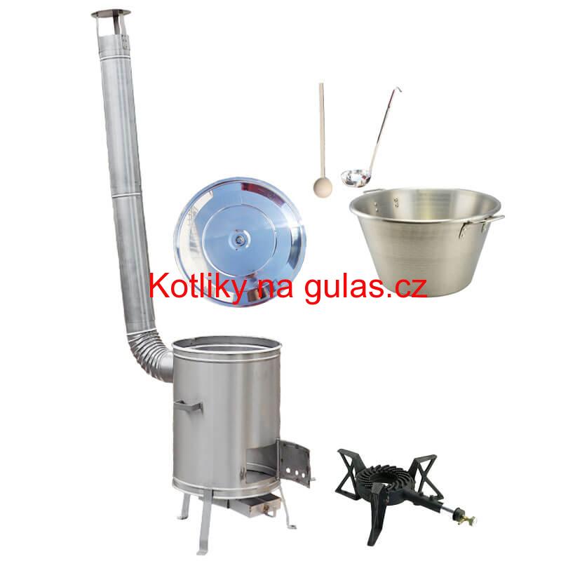 Nerezový kotel 70 L + nerezová kotlina 56 cm LUX + litinový hořák 7 kW BIG PARTY