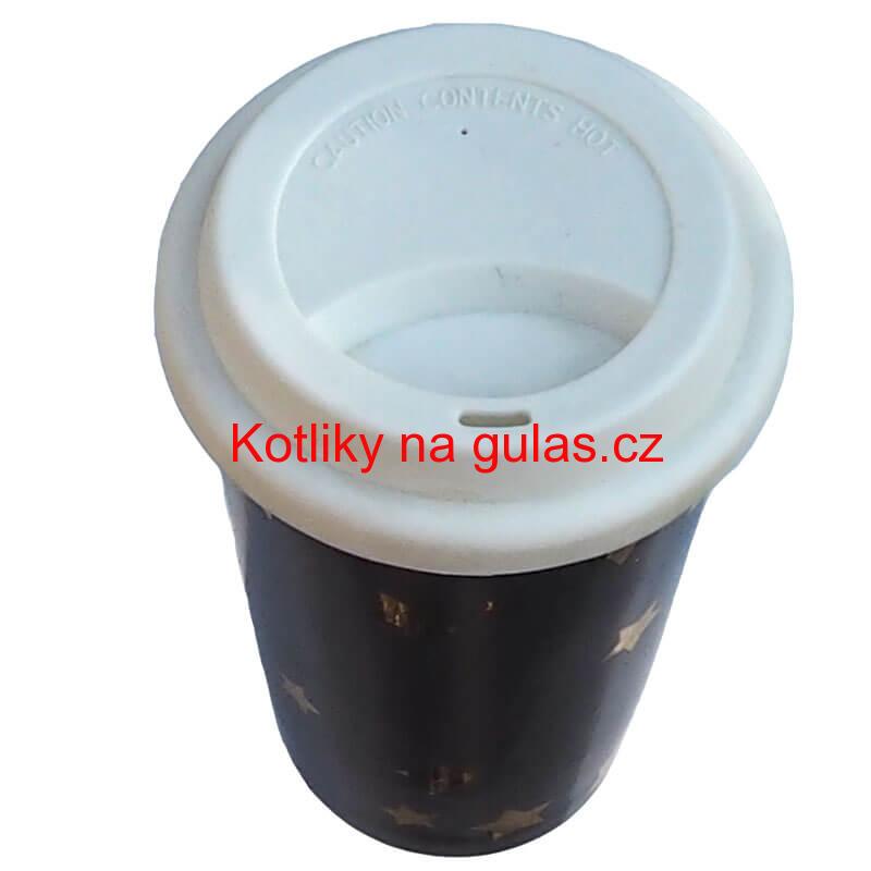 Keramický hrnek s víčkem - hnědý VÁNOCE