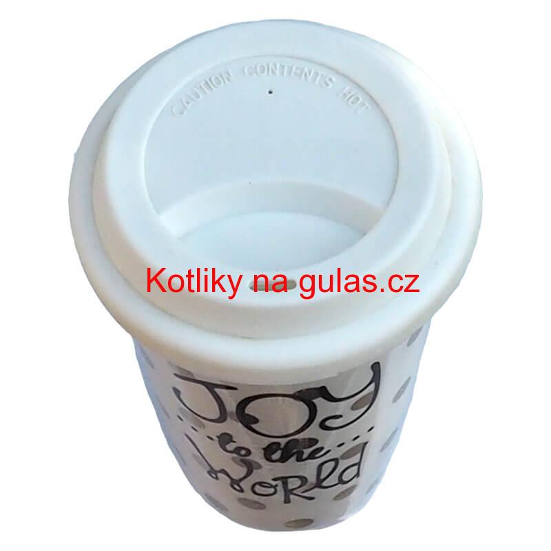 Keramický hrnek s víčkem - bílý VÁNOCE