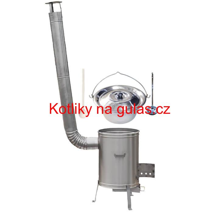 Nerezový kotlík 30 L (0,8 mm) zesílený s nýty + nerezová kotlina 45 cm LUX + vařečka a naběračka