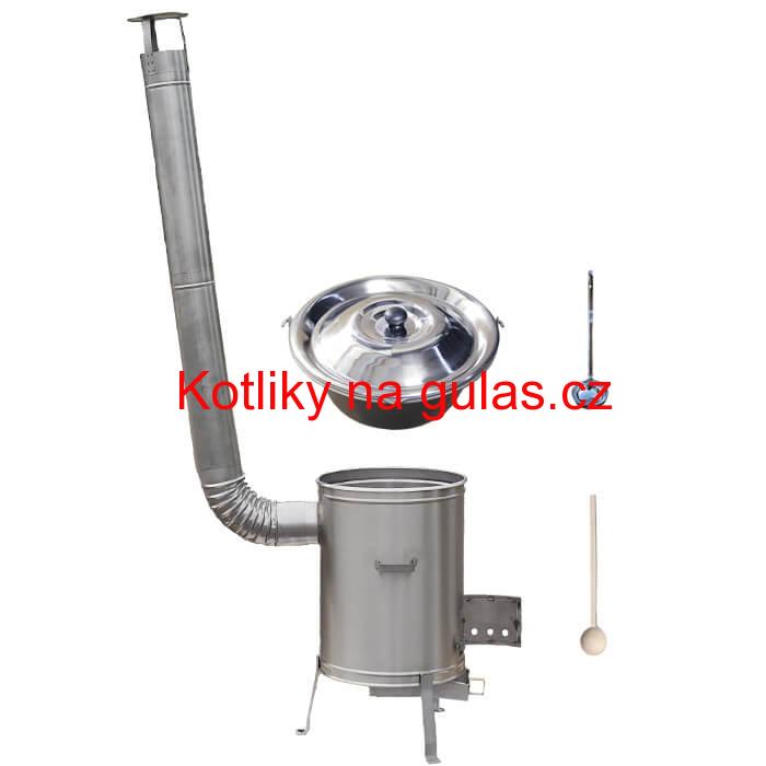 Nerezový kotlík 30 L (1,5 mm) + nerezová kotlina 45 cm LUX + vařečka a naběračka