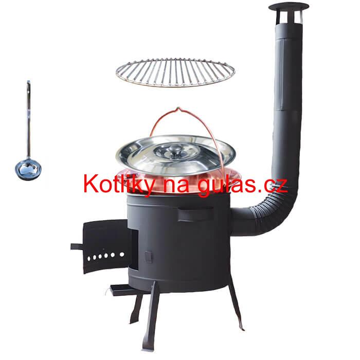 Měděný kotlík 20 L (1,2 mm) + Nerezový rošt 45 cm + nízká žáruvzdorná kotlina 42 cm PLUS 600