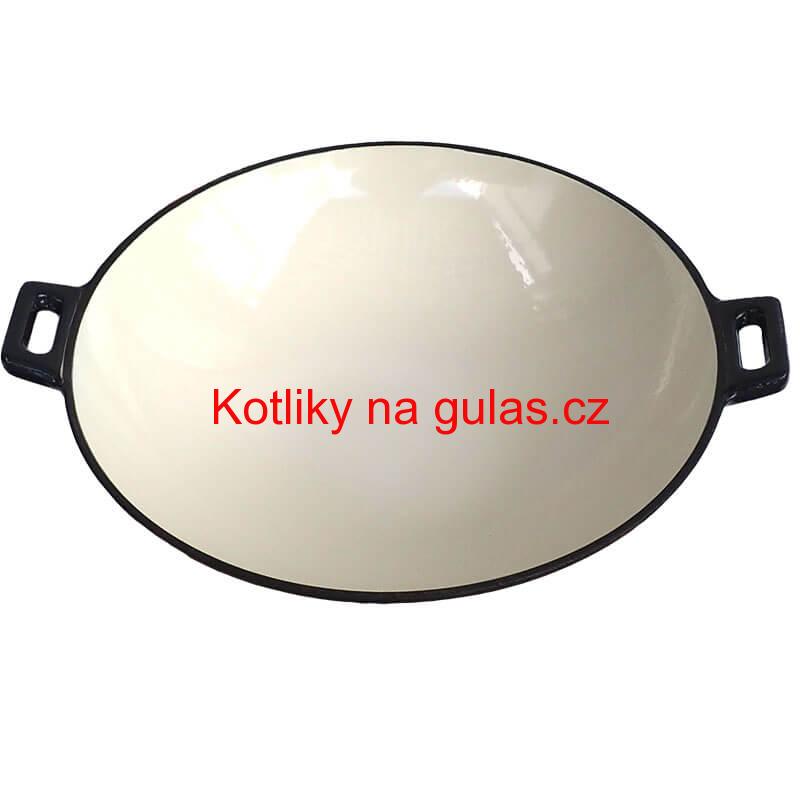 Litinový wok – smaltovaný povrch 37 cm