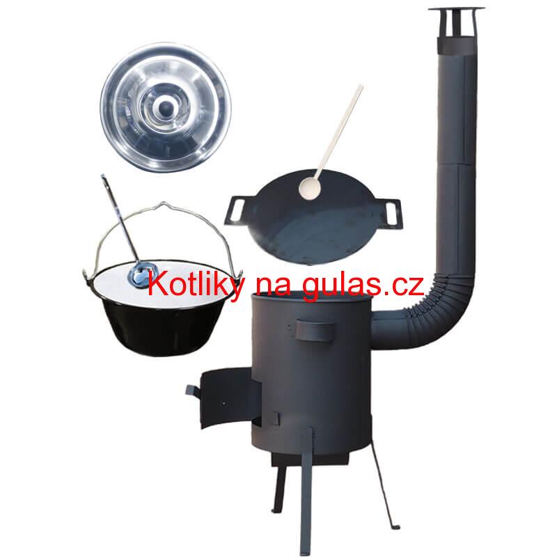 Smaltovaný kotlík 13 L + železná pánev 38 cm UNI + žáruvzdorná kotlina kotlina 36 cm PLUS 600 4 MM