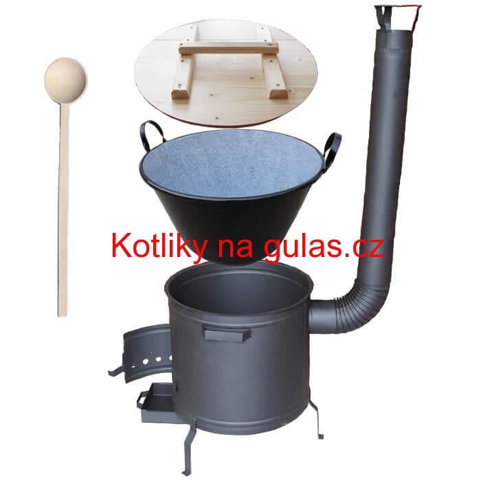 Zabijačkový smaltovaný kotel 100 L + žáruvzdorná kotlina 60 cm PLUS 600