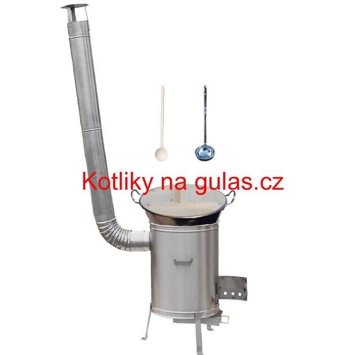 Zabijačkový nerezový kotel 100 L + nerezová kotlina 60 cm + naběračka a vařečka