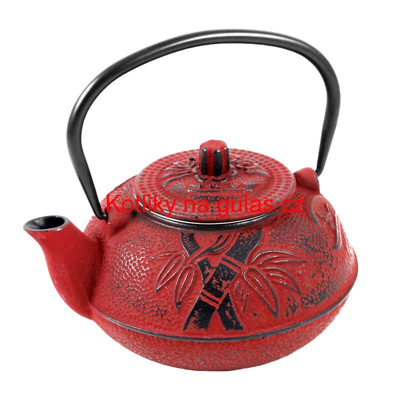 Litinový čajník 600 ml červený