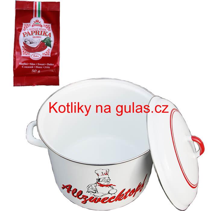 Smaltovaný hrnec s poklicí 13 L kuchař + sladká paprika GURMÁN 50 g