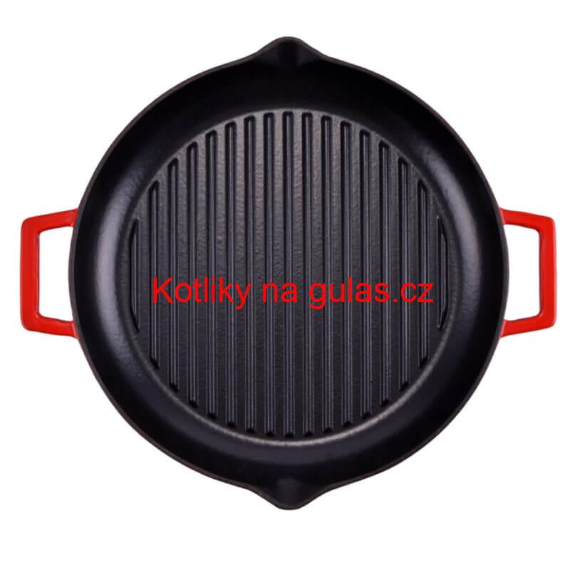 Litinová posmaltovaná pánev na grilování 31 cm s výlevkami BBQ