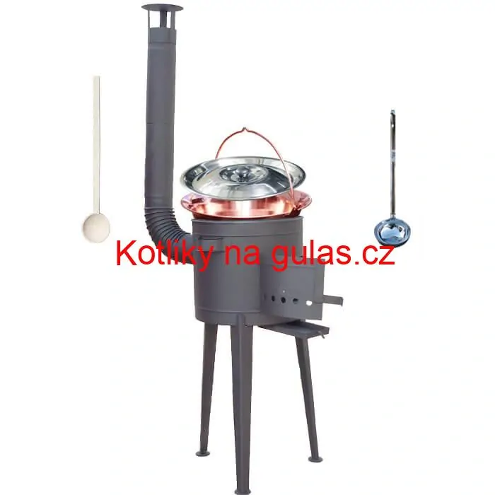 Měděný kotlík 20 L (1,2 mm) + vysoká žáruvzdorná kotlina (2,0 mm) HODO 42 cm PLUS 600 + vařečka + naběračka