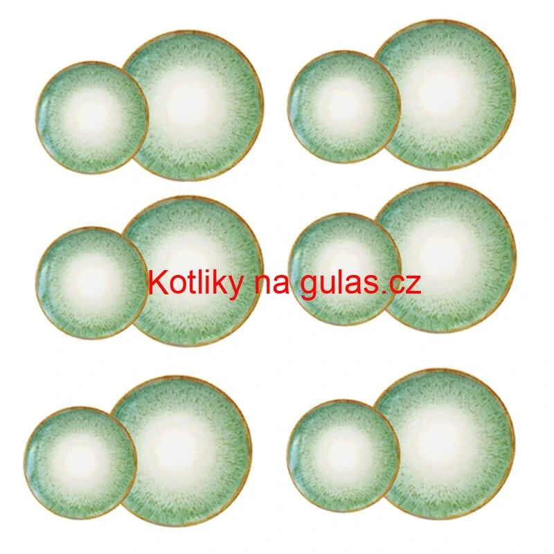 Souprava keramických talířů 18 ks GREEN