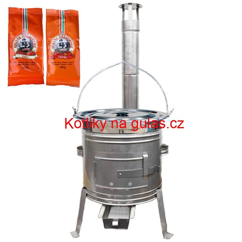 Nerezový kotlík 22 L (0,8 mm) INOX + Nerezová kotlina 42 INOX + paprikový pepř na guláš - MIX 100 g