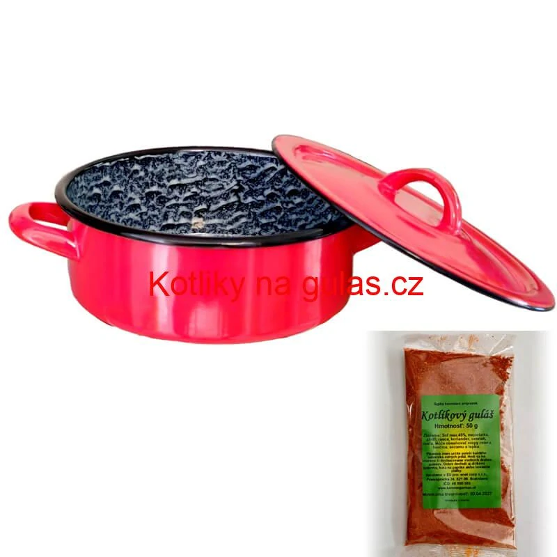 Smaltovaný kastrol poklicí COMBI 1 l + směs koření na kotlíkový guláš 50 g