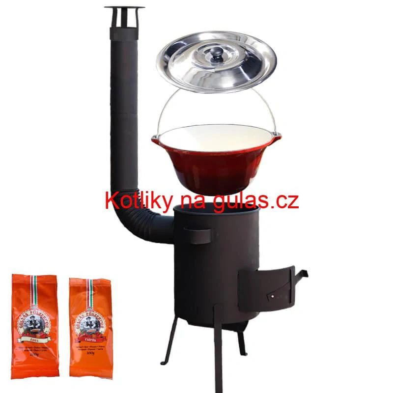 Litinový kotlík se smaltovanou úpravou 22 L + žáruvzdorná kotlina 42 PLUS 600 4 MM + paprikový pepř na guláš - MIX 100 g