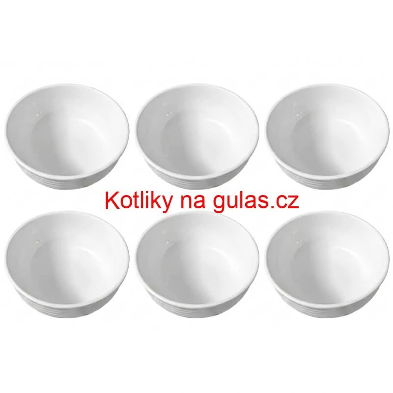 Sada 6 ks: Prémiové bílé misky s kamennou strukturou (750 ml)