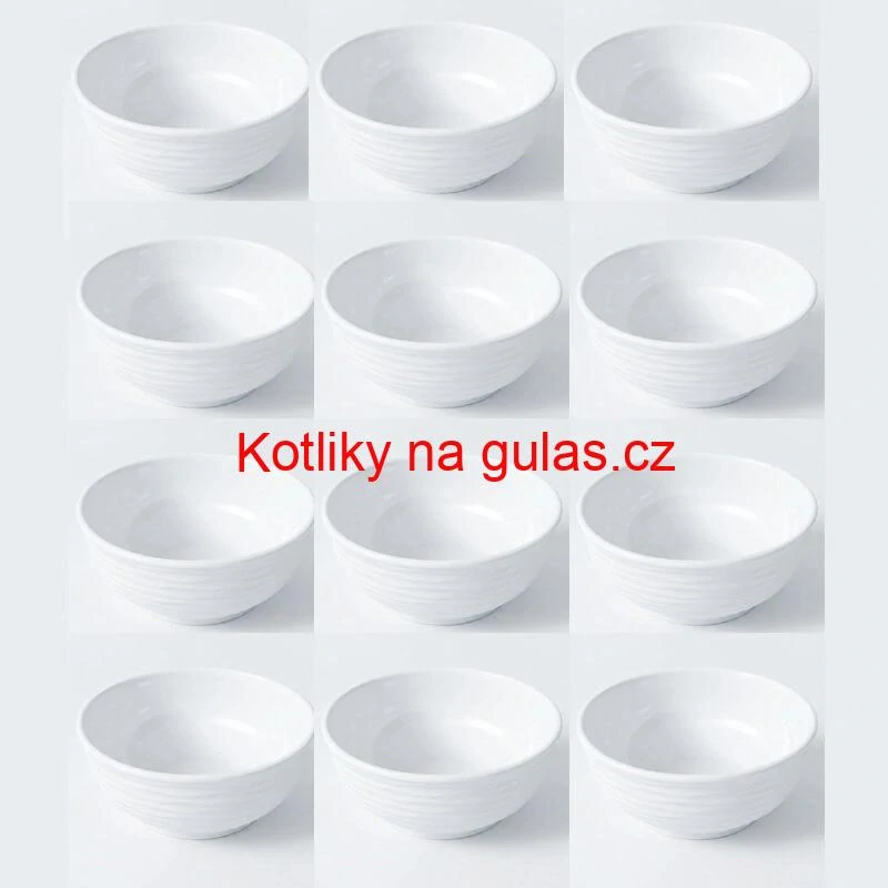 Sada 12 ks: Prémiové bílé misky s kamennou strukturou (750 ml)