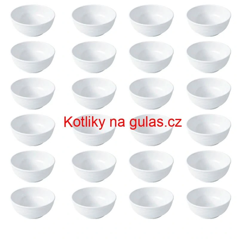 Sada 24 ks: Prémiové bílé misky s kamennou strukturou (750 ml)