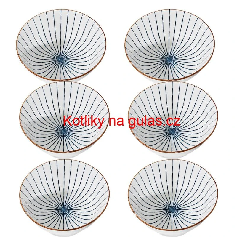 Sada 6 ks velkých keramických misek na guláš a polévky, 1 litr