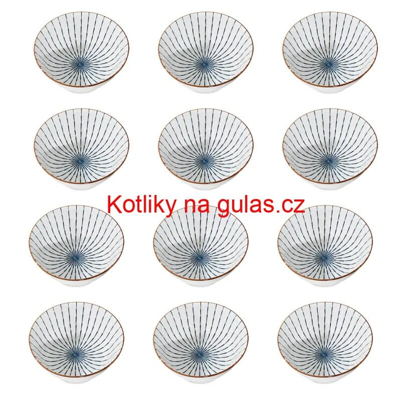 Sada 12 ks velkých keramických misek na guláš a polévky, 1 litr